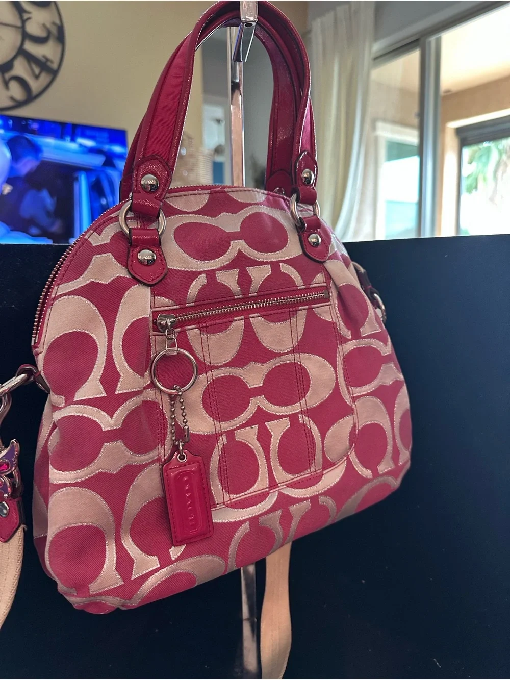 Coach #178 Poppy Signature Lurex C Outline Satchel/Crossbody